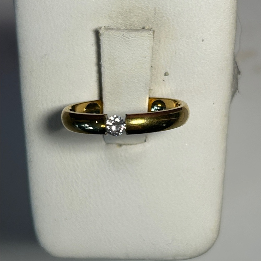 Golden Ring with CZ 💍 Accent
